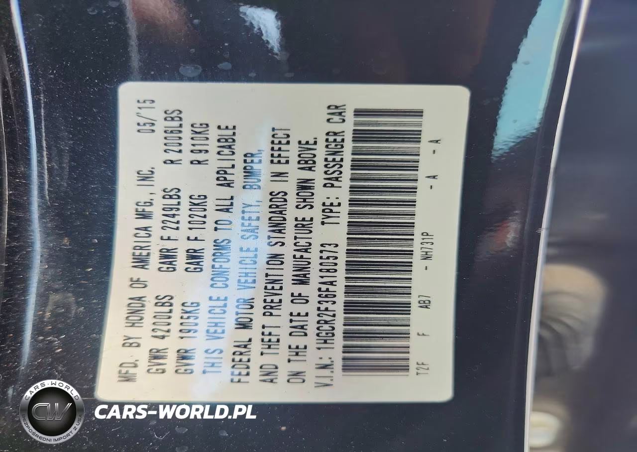 2015 Honda Accord Lx VIN:1HGCR2F36FA180573 - 13