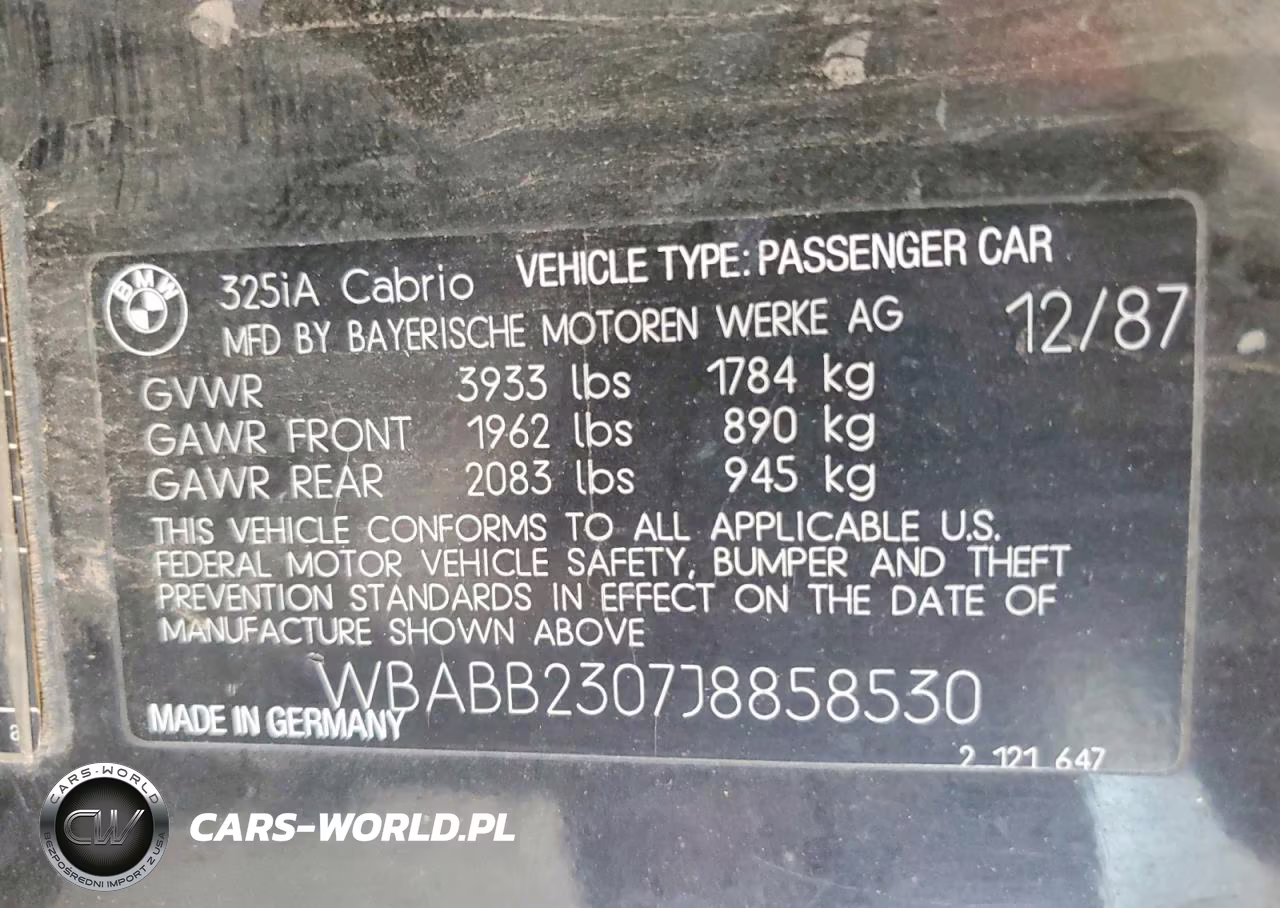 1988 BMW 325 I Automatic VIN:WBABB2307J8858530 - 12