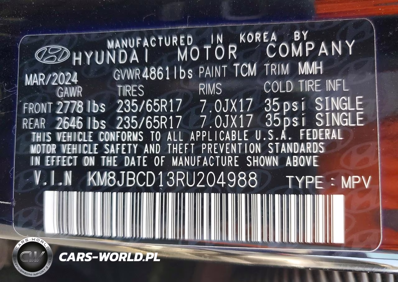 2024 Hyundai Tucson Blue VIN:KM8JBCD13RU204988 - 14