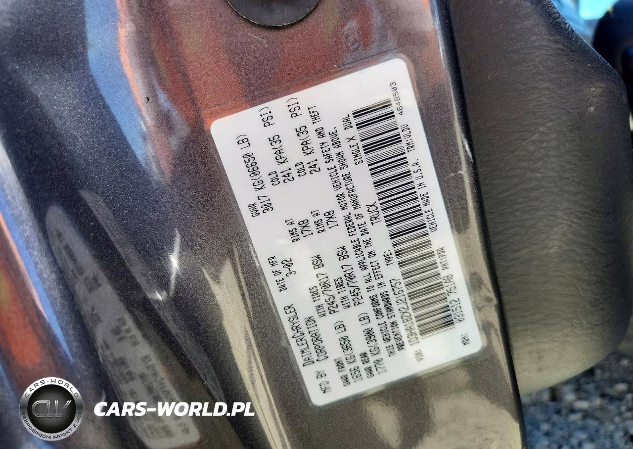 2002 Dodge Ram 1500 VIN:1D3HA18ZX2J216757 - 12