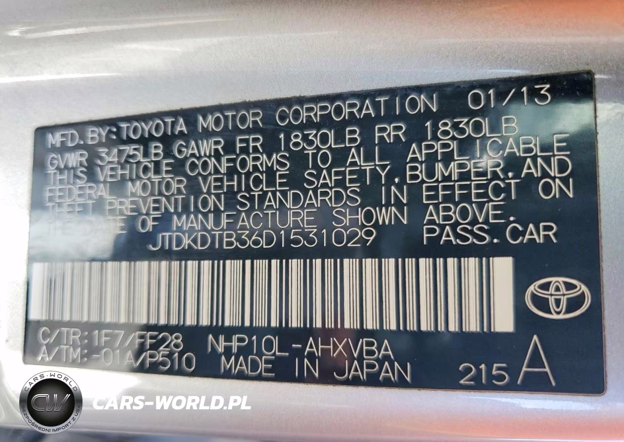 2013 Toyota Prius C Two VIN:JTDKDTB36D1531029 - 12