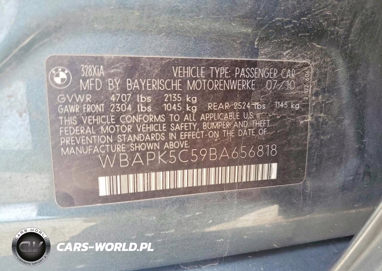 2011 BMW 328 Xi Sulev VIN:WBAPK5C59BA656818 - 13