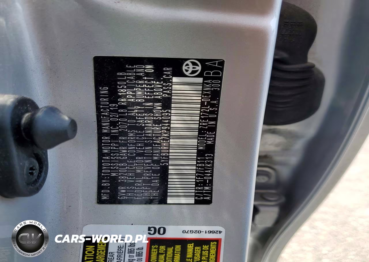 2019 Toyota Corolla L VIN:5YFBURHE7KP944095 - 12