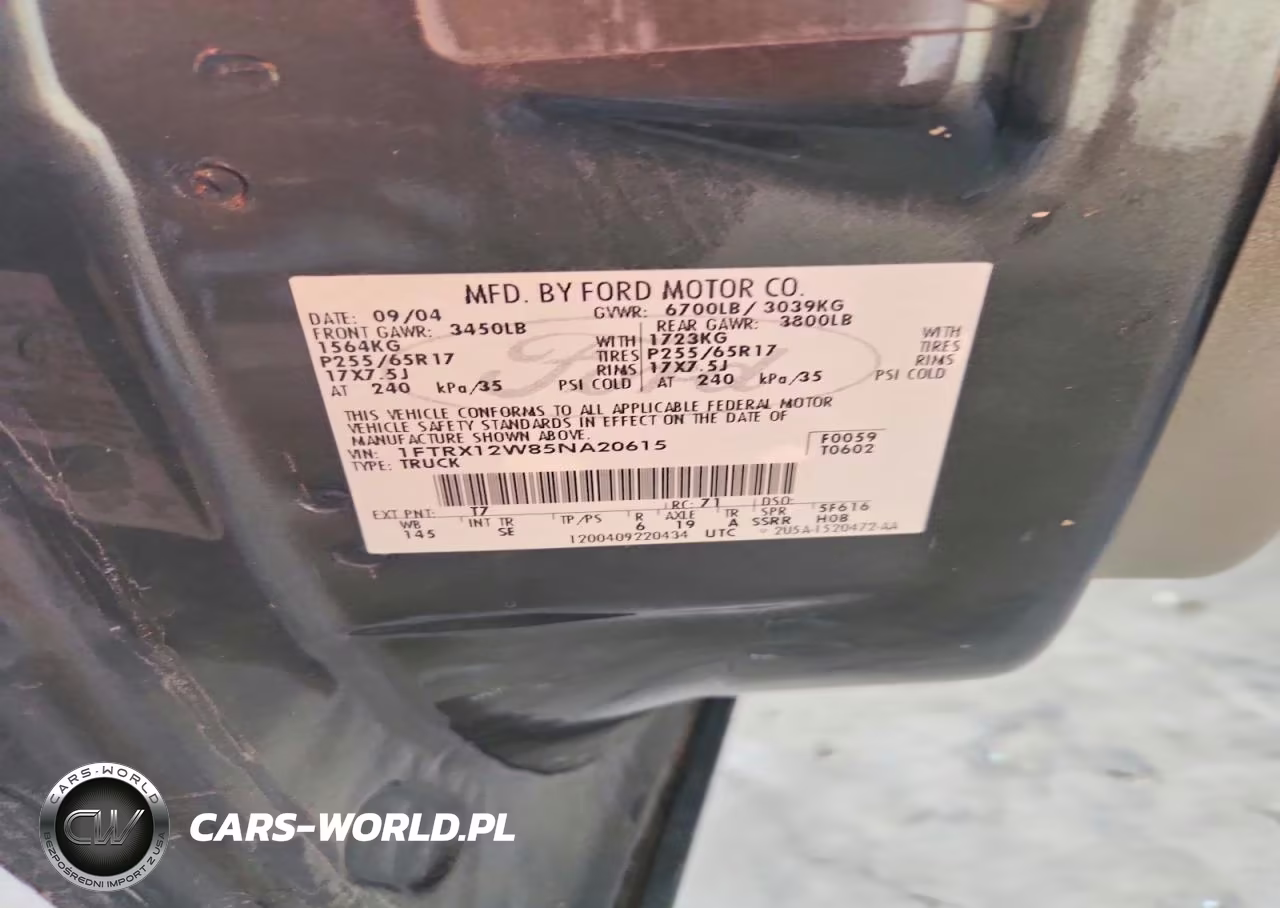 2005 Ford F150 VIN:1FTRX12W85NA20615 - 12