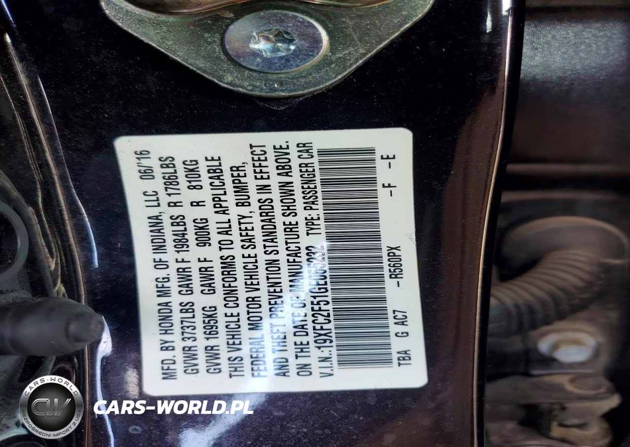 2016 Honda Civic Lx VIN:19XFC2F51GE065232 - 13