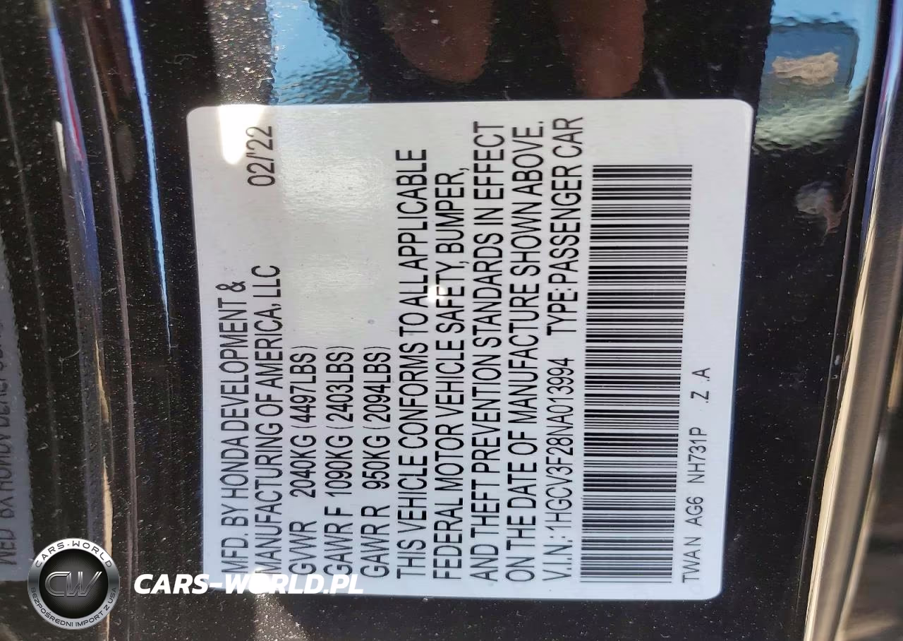 2022 Honda Accord Hybrid Sport VIN:1HGCV3F28NA013994 - 12