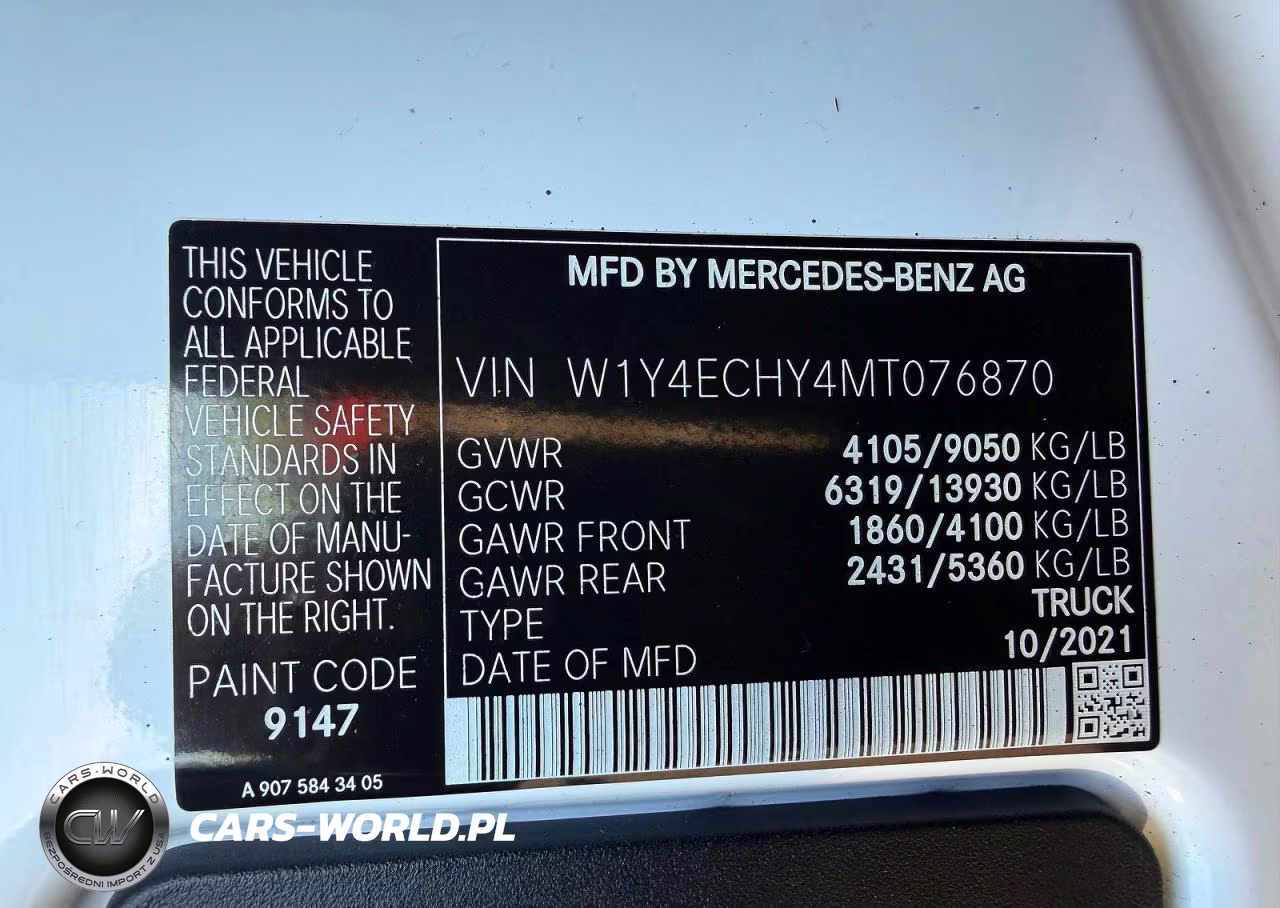 2021 Mercedes-Benz Sprinter 2500 VIN:W1Y4ECHY4MT076870 - 10