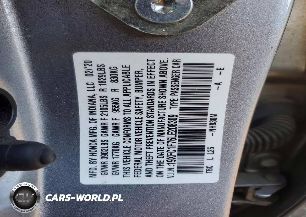 2020 Honda Civic Exl VIN:19XFC1F76LE208309 - 12
