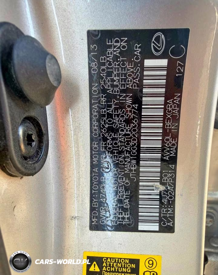 2013 Lexus Es 300H VIN:JTHBW1GG3D2036774 - 10