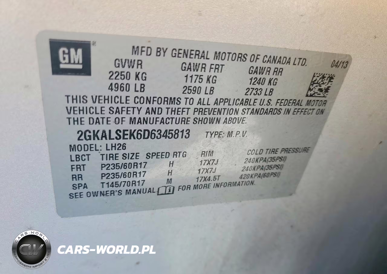 2013 GMC Terrain Sle VIN:2GKALSEK6D6345813 - 13