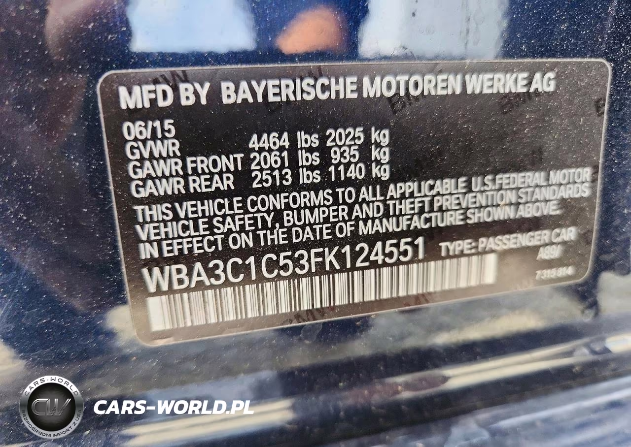 2015 BMW 328 I Sulev VIN:WBA3C1C53FK124551 - 12