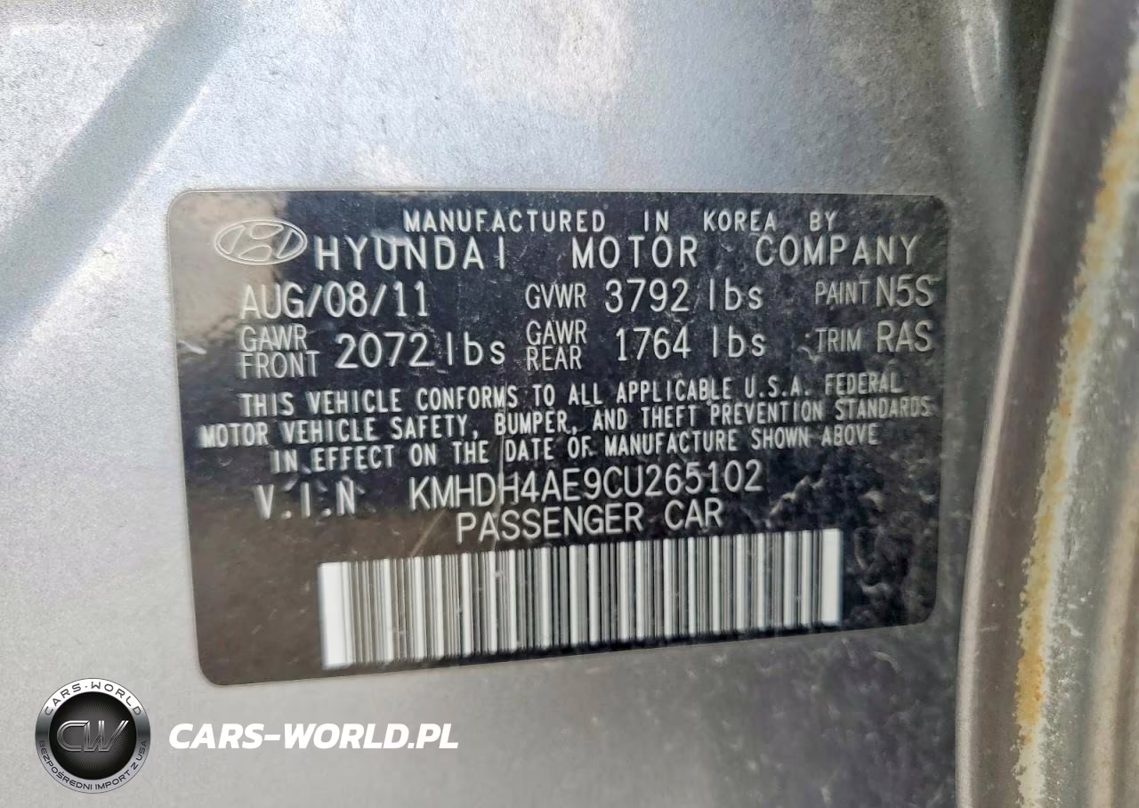 2012 Hyundai Elantra Limited VIN:KMHDH4AE9CU265102 - 12