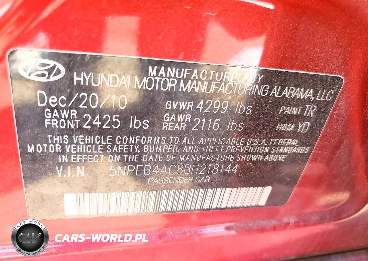 2011 Hyundai Sonata Gls VIN:5NPEB4AC8BH218144 - 12