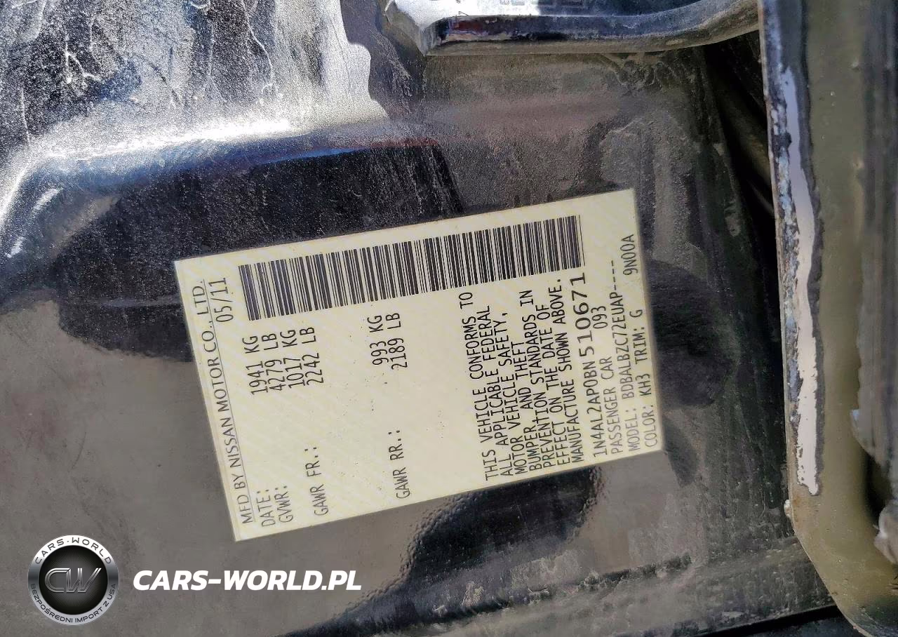 2011 Nissan Altima 2.5 VIN:1N4AL2AP0BN510671 - 12