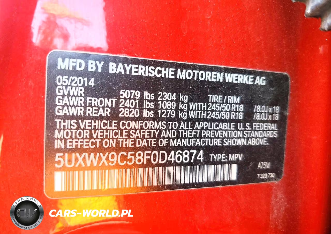 2015 BMW X3 xDrive28I VIN:5UXWX9C58F0D46874 - 13