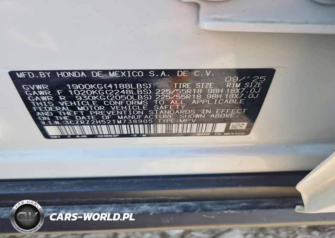 2026 Honda Hr-V Sport VIN:3CZRZ2H52TM738905 - 13