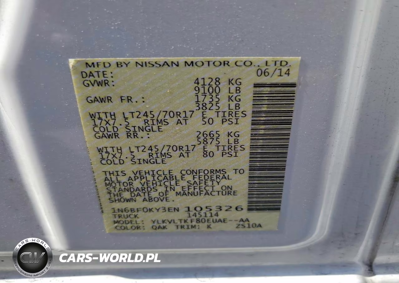 2014 Nissan Nv 2500 Hd S VIN:1N6BF0KY3EN105326 - 13