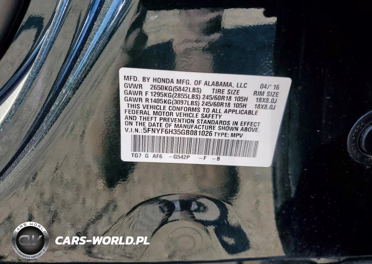 2016 Honda Pilot Ex VIN:5FNYF6H35GB081026 - 12