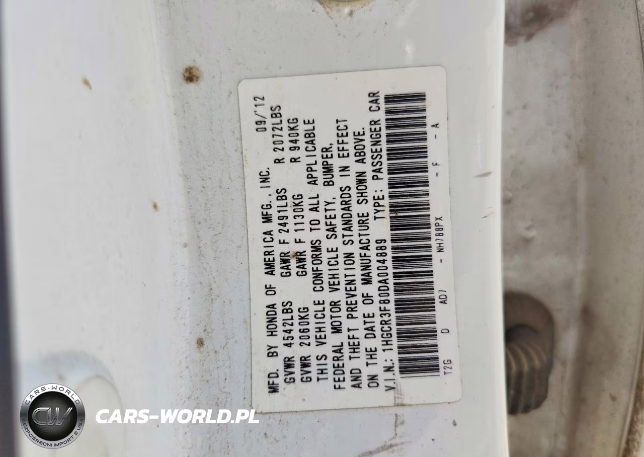 2013 Honda Accord Exl VIN:1HGCR3F80DA004889 - 12