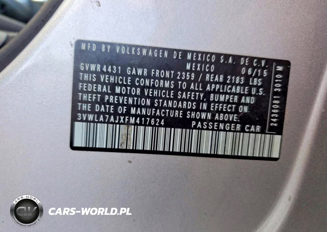 2015 Volkswagen Jetta Tdi VIN:3VWLA7AJXFM417624 - 12