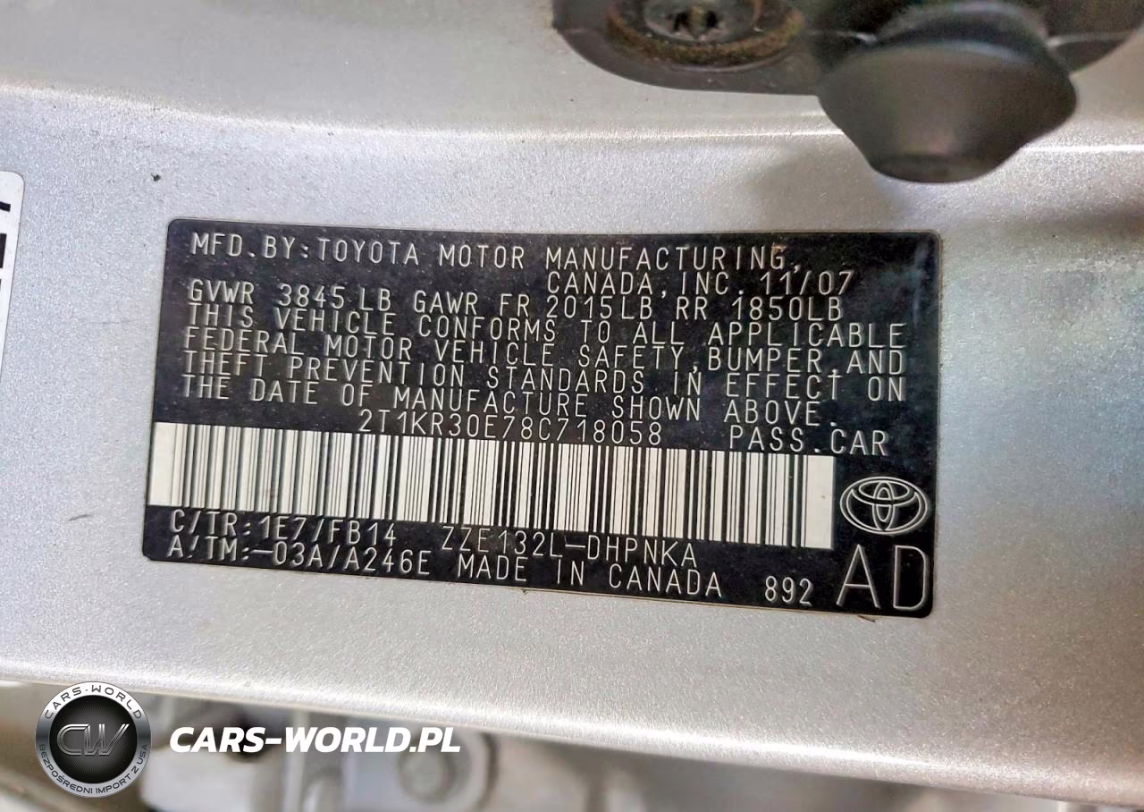 2008 Toyota Corolla Matrix Xr VIN:2T1KR30E78C718058 - 13
