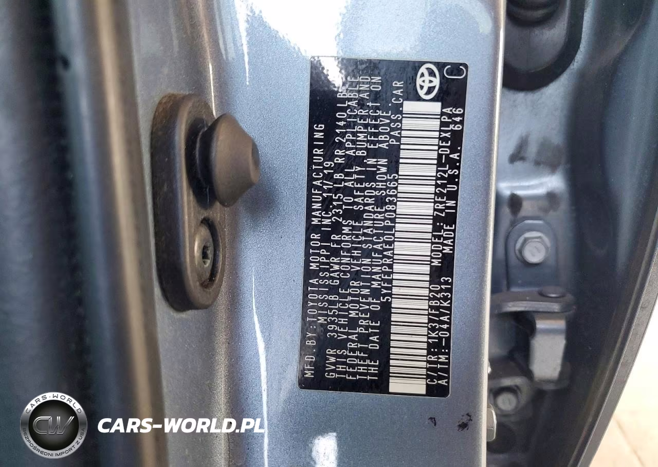 2020 Toyota Corolla Le VIN:5YFEPRAE0LP083665 - 12