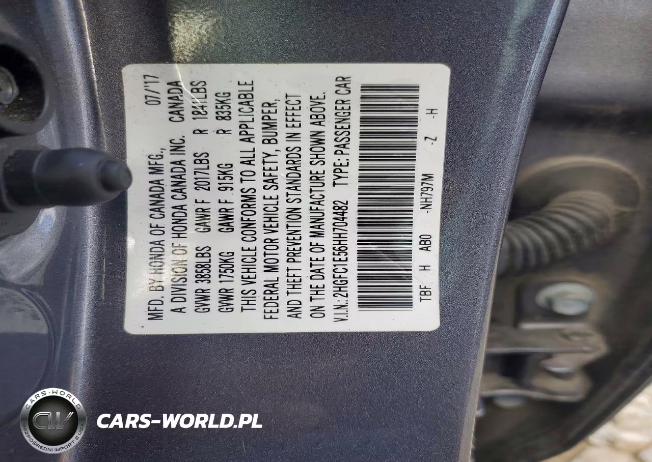 2017 Honda Civic Si VIN:2HGFC1E56HH704482 - 12