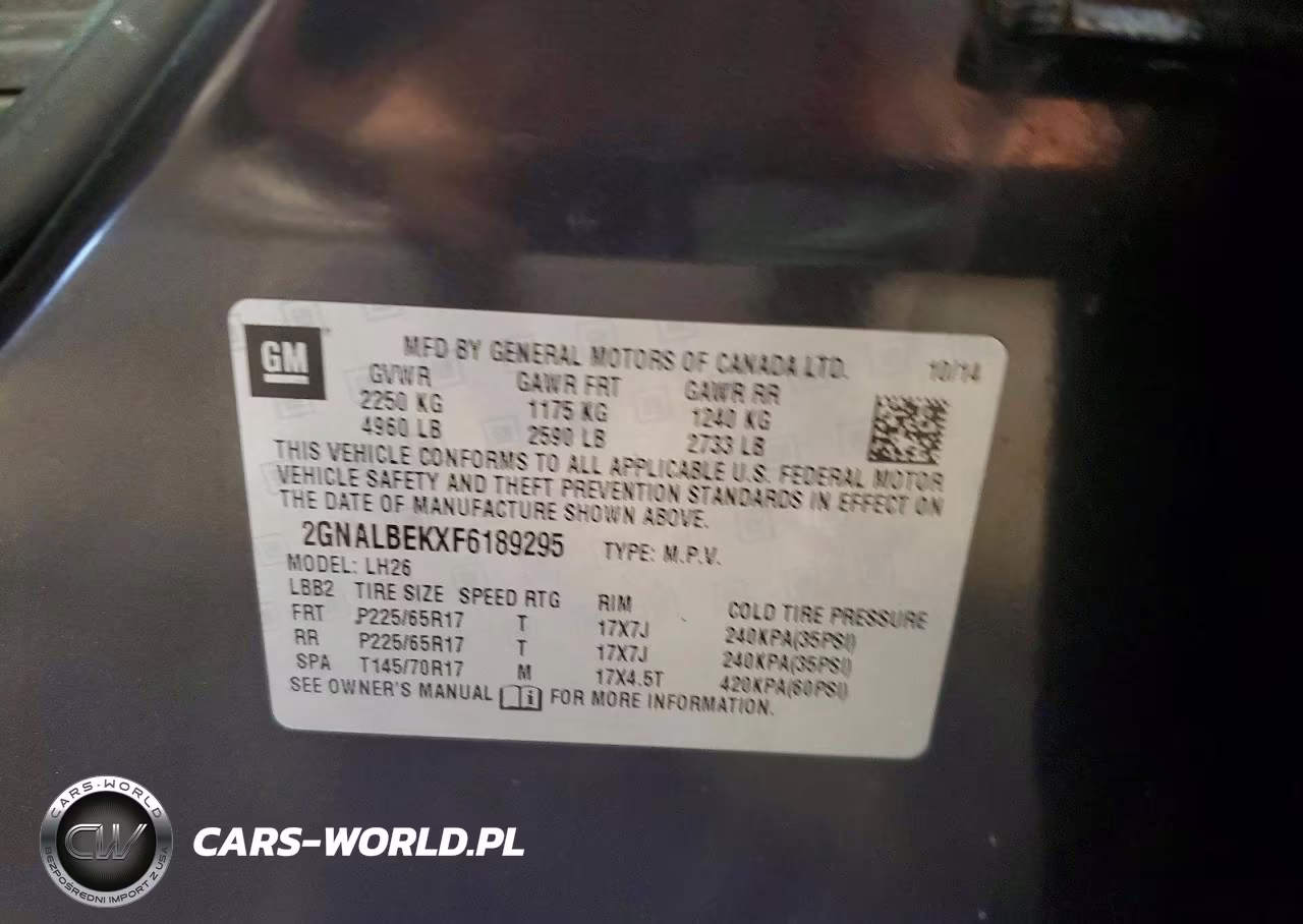 2015 Chevrolet Equinox Lt VIN:2GNALBEKXF6189295 - 13