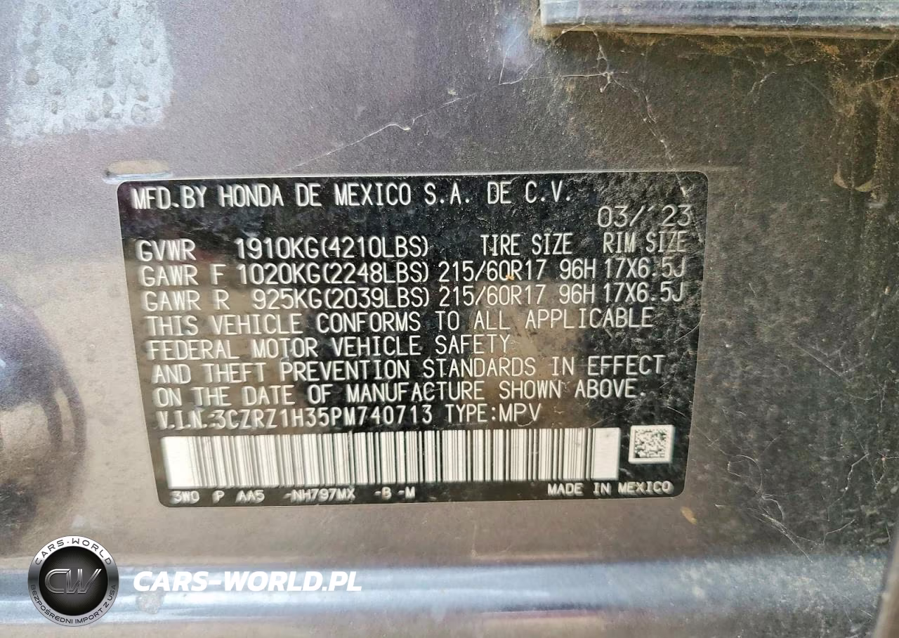 2023 Honda Hr-V Lx VIN:3CZRZ1H35PM740713 - 12