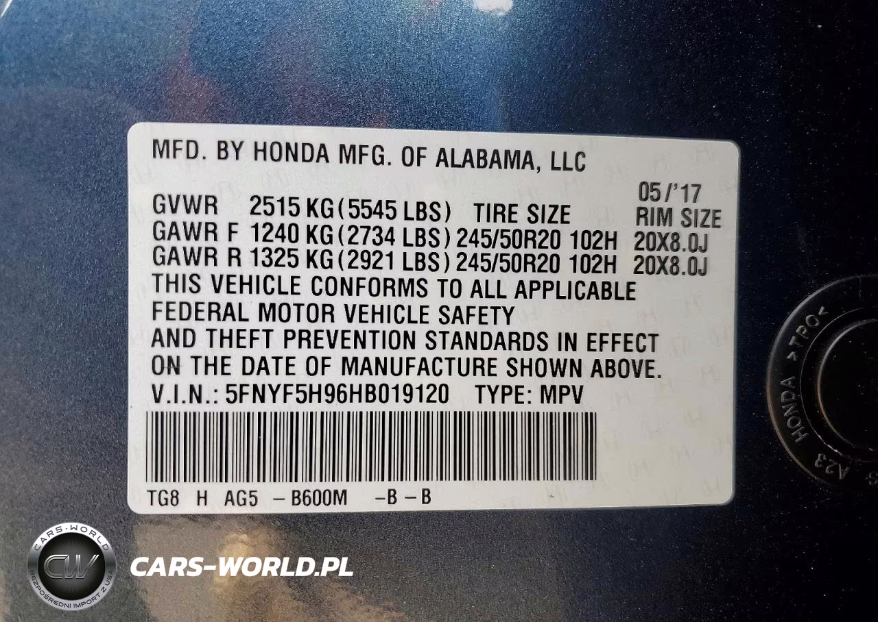 2017 Honda Pilot Touring VIN:5FNYF5H96HB019120 - 13