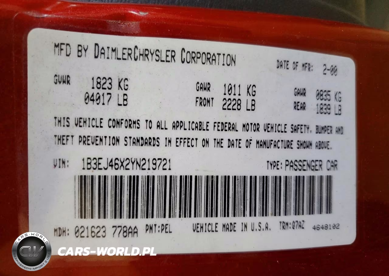 2000 Dodge Stratus Se VIN:1B3EJ46X2YN219721 - 12