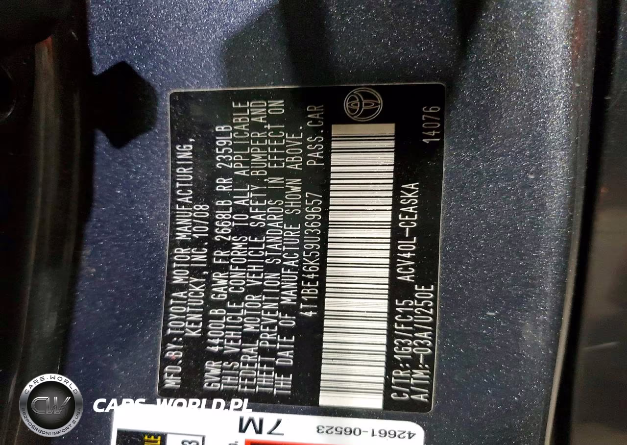 2009 Toyota Camry Se VIN:4T1BE46K59U369657 - 12