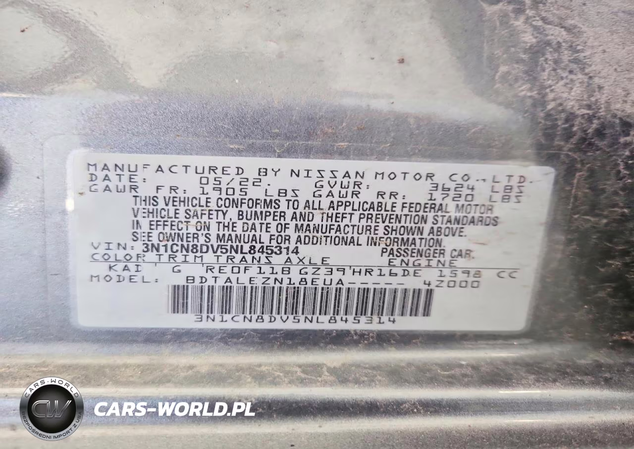 2022 Nissan Versa S VIN:3N1CN8DV5NL845314 - 12