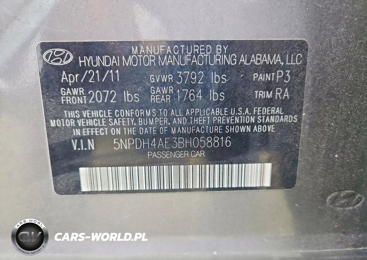 2011 Hyundai Elantra Gls VIN:5NPDH4AE3BH058816 - 12