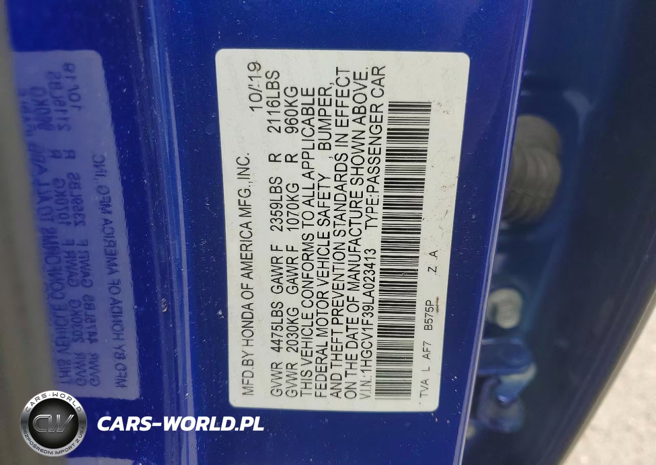 2020 Honda Accord Sport VIN:1HGCV1F39LA023413 - 13