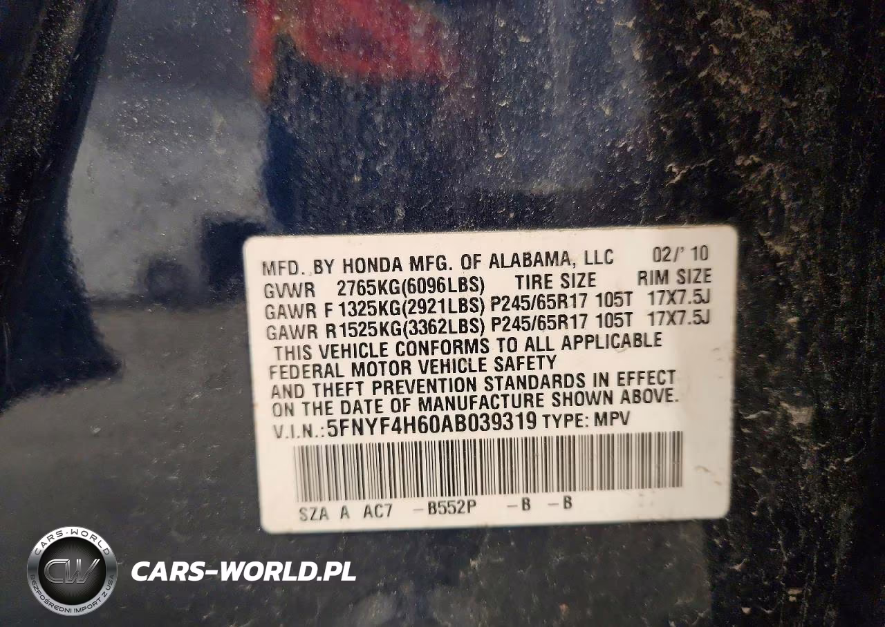2010 Honda Pilot Exl VIN:5FNYF4H60AB039319 - 13
