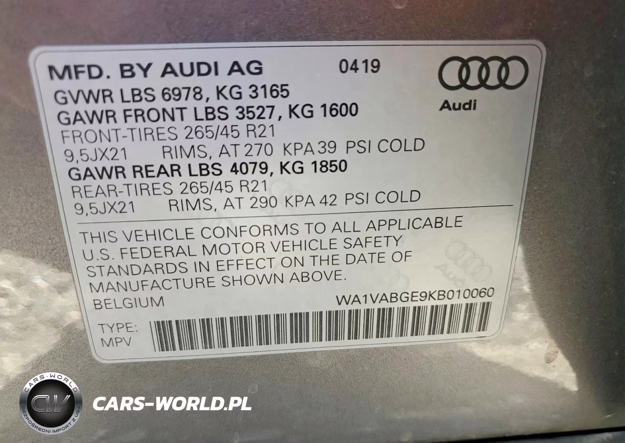 2019 Audi E-Tron Prestige VIN:WA1VABGE9KB010060 - 13
