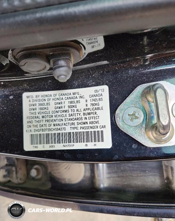 2012 Honda Civic VIN:2HGFB2F59CH594270 - 12