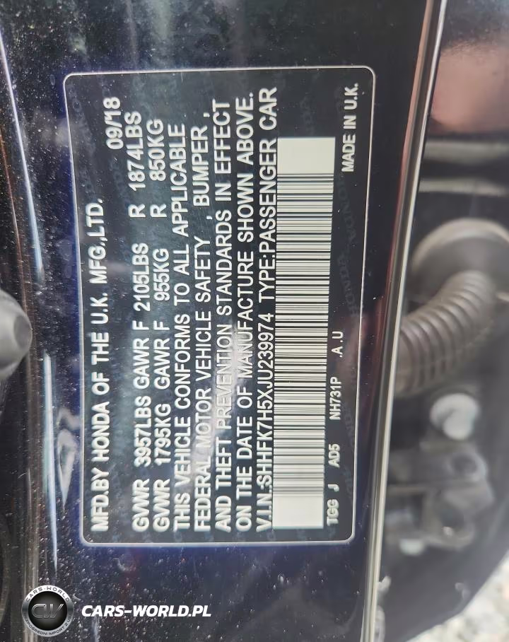 2018 Honda Civic Ex VIN:SHHFK7H5XJU239974 - 12
