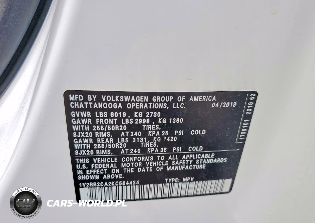 2019 Volkswagen Atlas Sel VIN:1V2RR2CA2KC564424 - 13