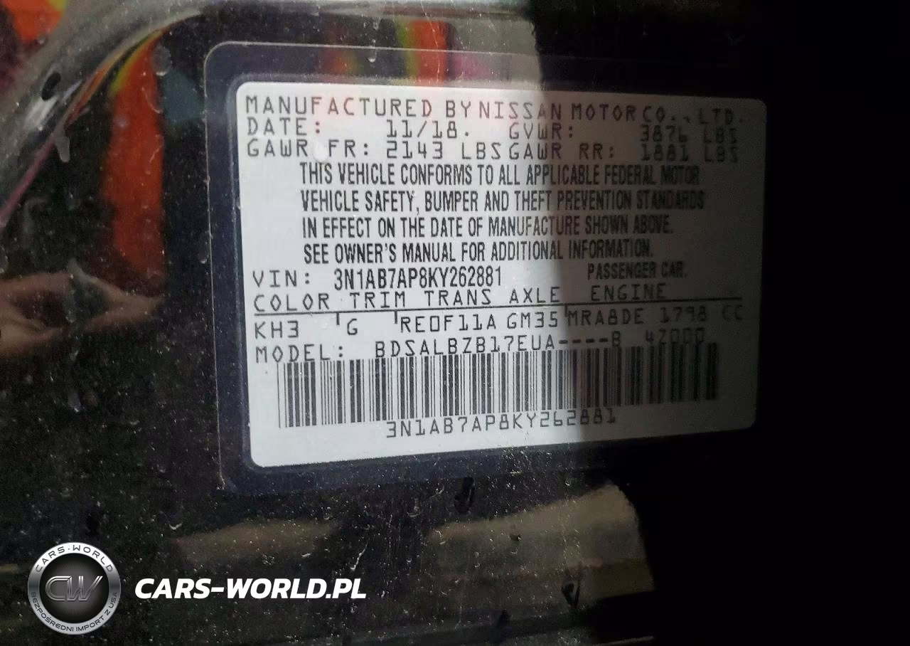 2019 Nissan Sentra S VIN:3N1AB7AP8KY262881 - 13