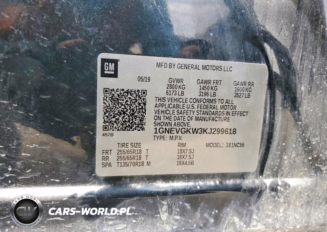 2019 Chevrolet Traverse Lt VIN:1GNEVGKW3KJ299618 - 13