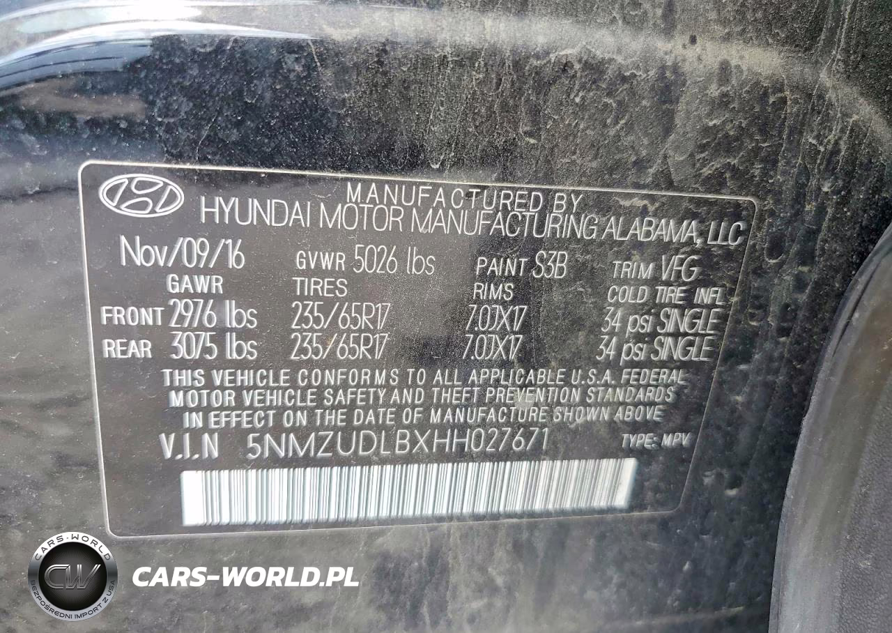 2017 Hyundai Santa Fe Sport 2.4L VIN:5NMZUDLBXHH027671 - 13