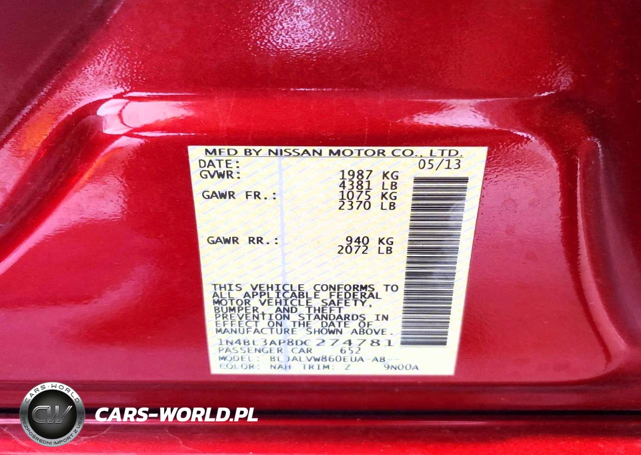 2013 Nissan Altima 3.5 S VIN:1N4BL3AP8DC274781 - 12