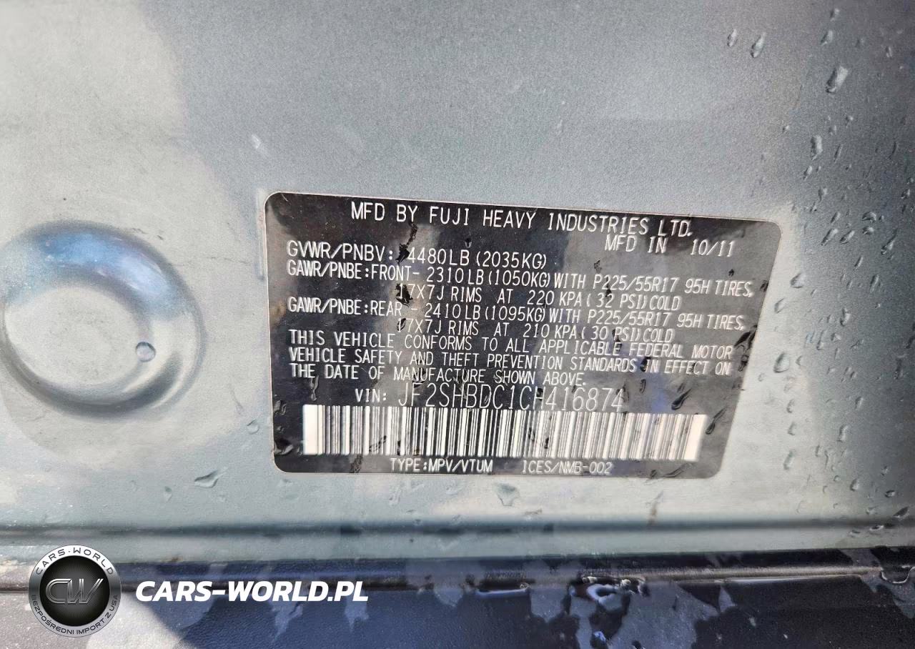 2012 Subaru Forester 2.5X Premium VIN:JF2SHBDC1CH416874 - 12