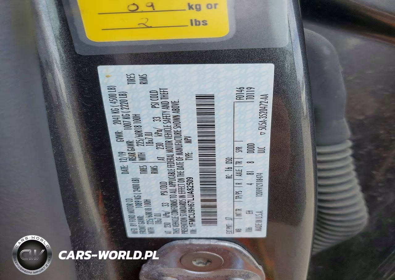 2020 Ford Escape Sel VIN:1FMCU9H67LUA82509 - 13