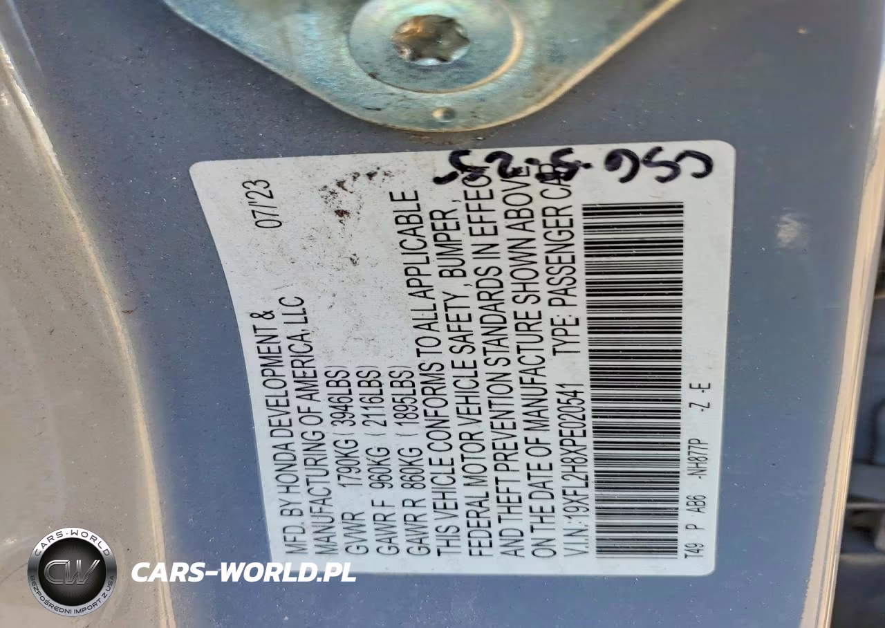 2023 Honda Civic Sport VIN:19XFL2H8XPE020541 - 12