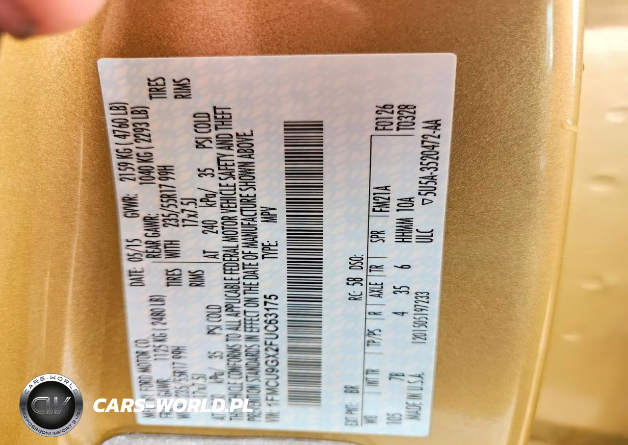 2015 Ford Escape Se VIN:1FMCU9GX2FUC63175 - 13