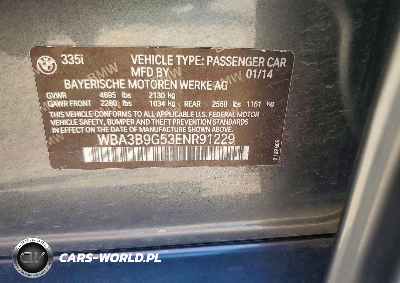 2014 BMW 335 I VIN:WBA3B9G53ENR91229 - 12