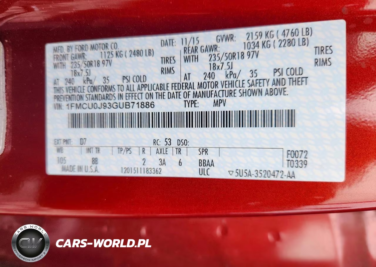 2016 Ford Escape Titanium VIN:1FMCU0J93GUB71886 - 13